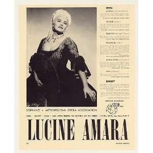  1957 Opera Soprano Lucine Amara Photo Booking Print Ad 