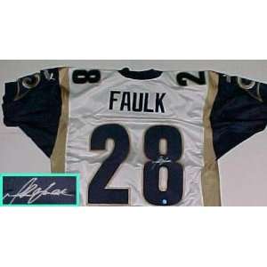 Marshall Faulk Hand Signed Rams White Puma Jersey