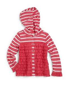 Design History   Toddlers & Little Girls Ruffled Stripe Hoodie/Pink