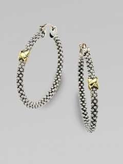 Lagos   18K Gold Accented Sterling Silver Textured Hoop Earrings