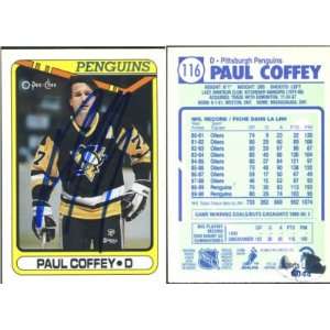 Paul Coffey Pittsburgh Penguins Signed 1990 OPeeChee Card 116 Penguins 