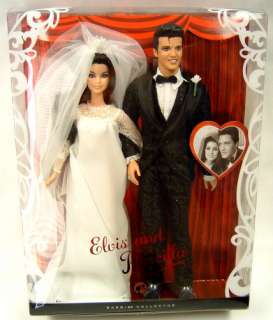 these barbie dolls are dressed as elvis presley and priscilla beaulieu 