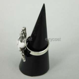 Lady Ring Adjusted Enamel White Crystal Butterfly 1pcs  