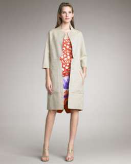 Lela Rose Reversible Coat, Lace Over Tank & Printed Cotton Skirt