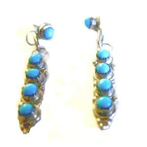   Genuine Sterling Silver and Multiple Turquoise Stone Earrings Jewelry