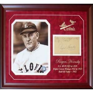 Rogers Hornsby Autographed Framed 3x5 Government Postcard (JSA)
