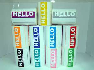 50 PURPLE Hello My Name Is Name Tag Labels Stickers  
