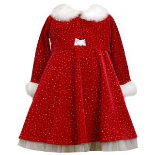 Bonnie Jean Santa Glitter Dress and Cardigan Set   Toddler