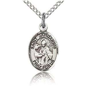    Sterling Silver 1/2in St Januarius Charm & 18in Chain Jewelry