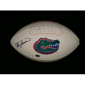 Steve Spurrier signed Florida Gators logo football.