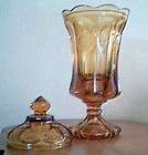 Fostoria Amber Glass Footed Urn W/ Lid & Coins