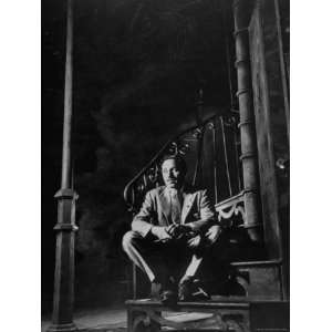  Playwright Tennessee Williams Sitting on Theater Set of 