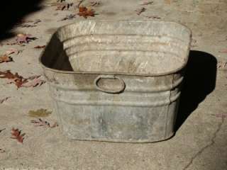 Old Antique Galvanized Wash Tub Large 20x20 Metal Washtub Garden 