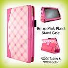 caseen Retro Pink Plaid Stand Case Cover Hand Strap for