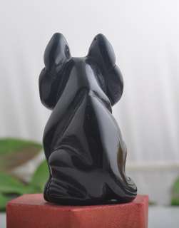 Obsidian Carving Fox Gemstone Crystal Figurine 3  