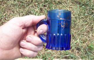 ANTIQUE COBALT BLUE GLASS MUG SOUVENIR LOS ANGELES CA EAPG PRESSED 