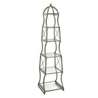 Chester Antique Silver Glass Transitional Display Stand Etagere  