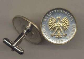 Gold/Silver Coin Cufflinks, Polish 5 Zlotych Eagle  