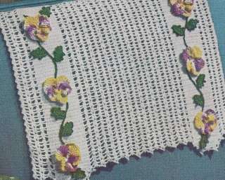 Vintage Crochet Pattern Pansy Grape Applique Chair Set  