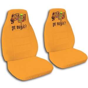  2 front, orange musical note seat covers, for a 2007 Chevy 