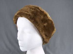 Brown faux fur ear warmer muff head wrap hat headband  