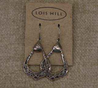   Teardrop Door knocker hammered Granulated hoop Earrings SS New  