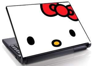 Hello Kitty FACE red bow Laptop SKIN DECAL Mini All SIZES 10 15.4 19 