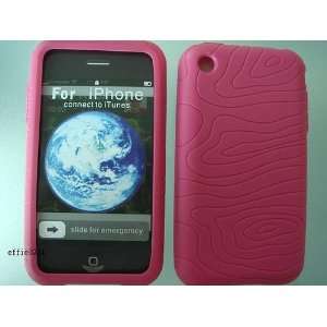  iPhone Swirly Line Skin Case Cover Silicone Hot Pink 