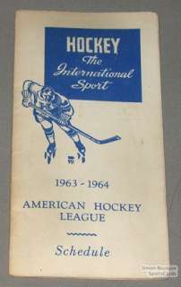 Original 1963 64 American Hockey League Schedule  