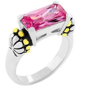   Gold Bonded White Gold Bonded Emerald Cut Pink ice CZ Ring Jewelry
