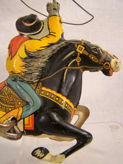 Antique MARX Old TIN LITHO Horse COWBOY & LASSO Working WIND UP Toy 