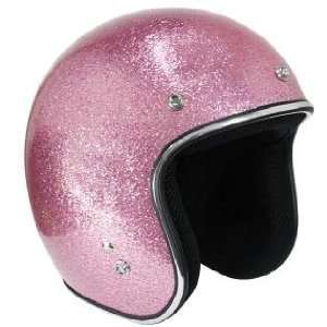   Pink Mega Flake Open Face Motorcycle Helmet Sz L