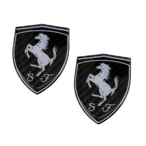  2 X Ferrari Real Carbon Fiber Rare Car Logo Badge Emblems 