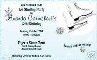 Custom Ice Skate Skating Birthday Party Invitations  