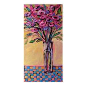 Tall Vase on Checkered Tablecloth Giclee Poster Print by 