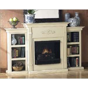   5548A/5548B   Teri Antique White Fireplace w/ Bookcase