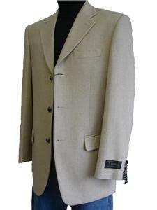 New Mens 100% Wool Sports Jacket Blazer Beige 52L 52 L  