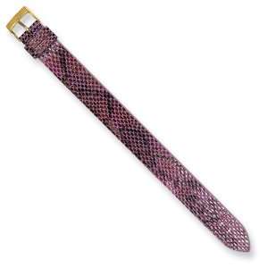   Gld pltd Purple/Black Python Texture Calf Leather Watch Band Jewelry