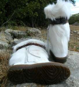   FUR Winter Sheepskin ApresSki Mukluk Boots White 795240031227  