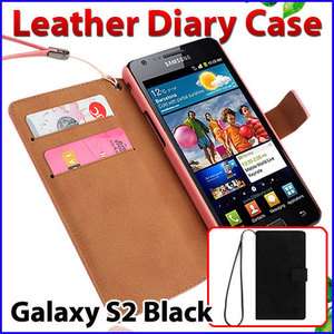   Galaxy S2 I9100 Protective Cell Phone Leather Diary Case Cover Black