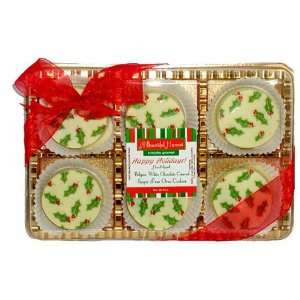 Sugar Free Holly Berry Themed White Belgian Chocolate Covered Oreos 