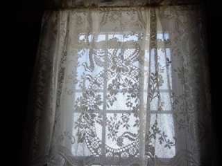 AINSLEY IVORY PANEL LACE CURTAIN FLORAL WINDOW TREATMENT DESIGN 60 X 