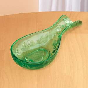 VINTAGE REPLICA GREEN GLASSS STRAWBERRY DESIGN SPOON REST NEW  