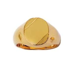  Mens 18K Gold Plated Oval Signet Ring Jewelry