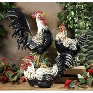   Intrada Italy Campagna Black & White Rooster Tureen