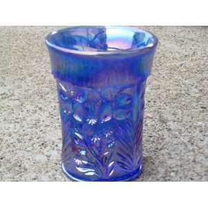 Dogwood Pattern Cobalt Blue Carnival Luster Juice Glass  