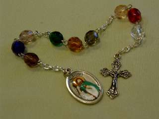   Chaplet of St. Jude, Large Multicolor Beads, Handpainted Medal  