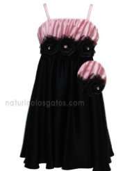 David Charles Pink/Black Jeweled Silk Dress