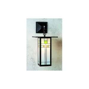   Light Outdoor Wall Light in Bronze with Green Black Combination glass