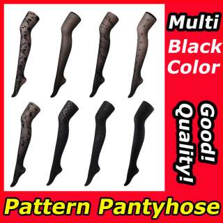 Black Pattern Opaque and Sheer Pantyhose Stocking Tights Leggings 